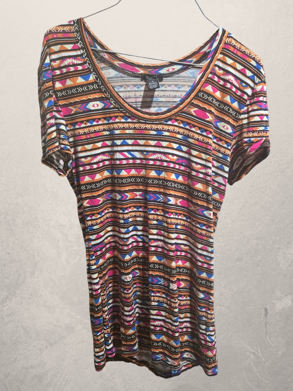 Rue21 Multicolor Aztec Stripe Scoop Tee